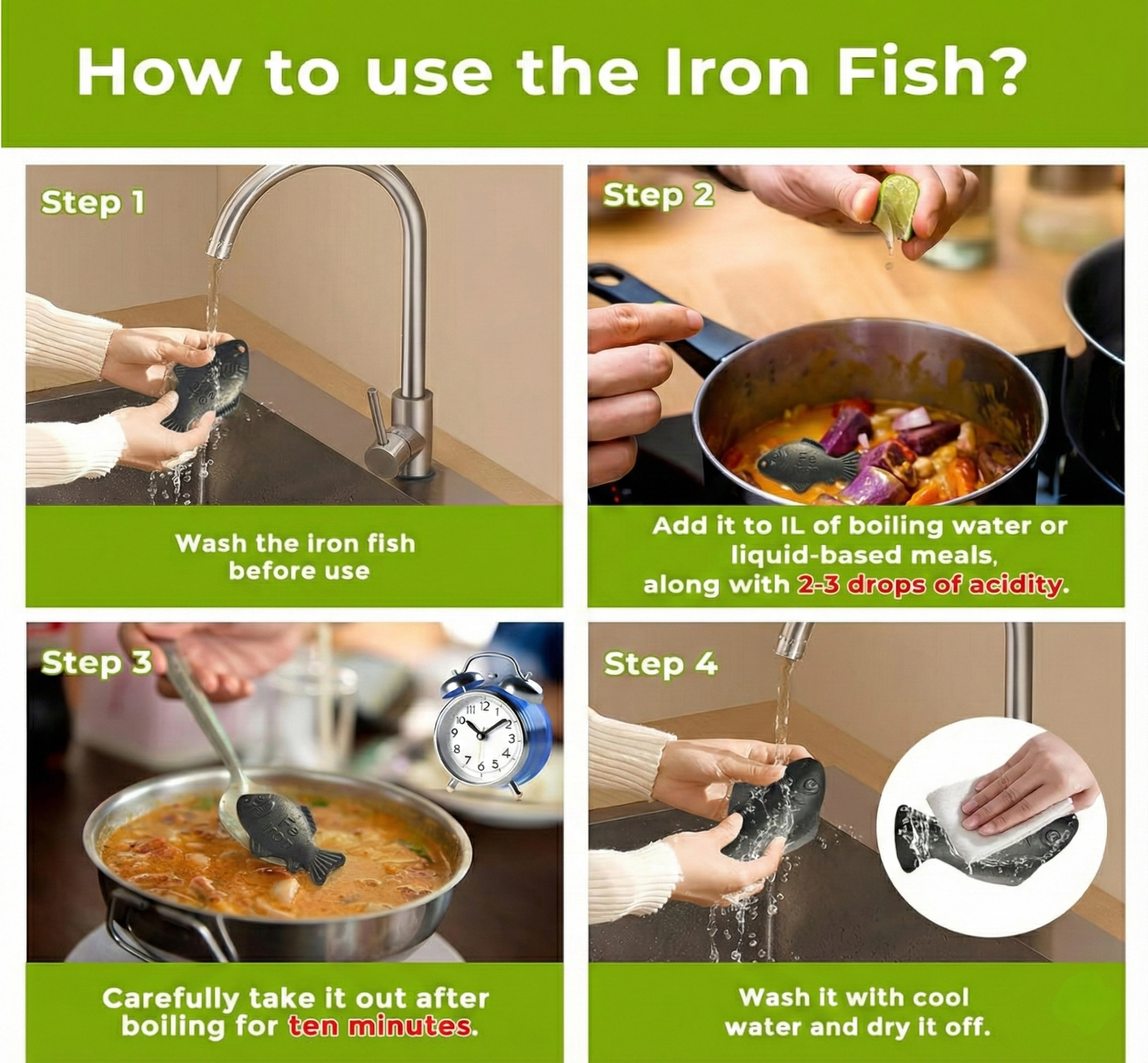 Lucky Iron Fish (2-Pack) – Natural Iron Supplement Tool for Cooking