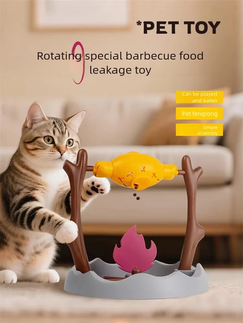 Cats and Dogs Slow Feeding Snack Toy Pet Interactive Food Feeding Device Fun Roast Chicken Leg 360° Rotating Feeder Educate Toys